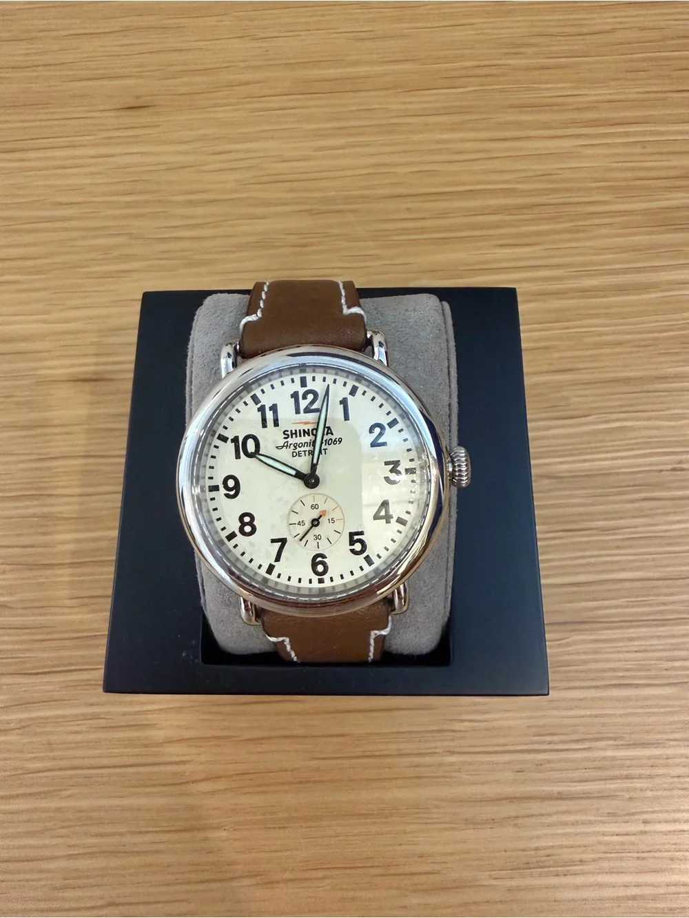 Shinola Runwell Brown Strap Watch with Cream Dial and Black Numerals